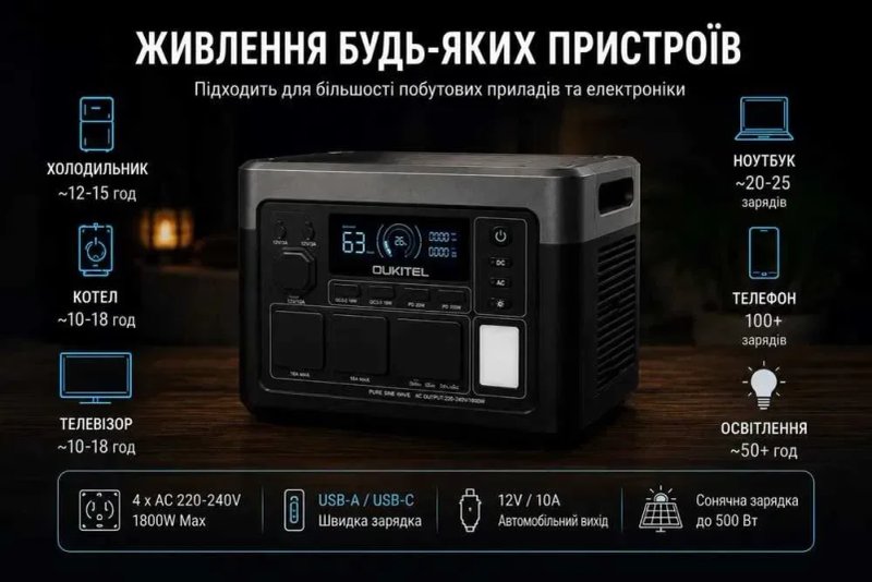 Oukitel P1500E 1800w Зарядна станція  (1536Wh) EU НОВА TOP Станція великий павербанк Портативная зарядная станция — фото 5