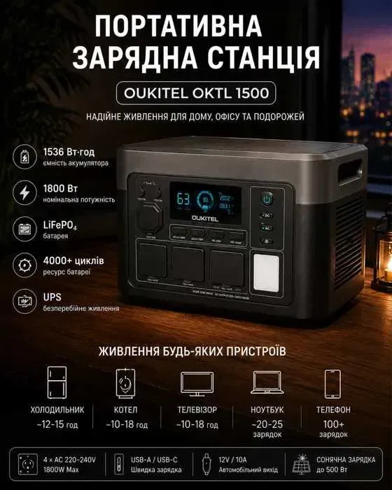 Oukitel P1500E 1800w Зарядна станція  (1536Wh) EU НОВА TOP Станція великий павербанк Портативная зарядная станция — фото 6