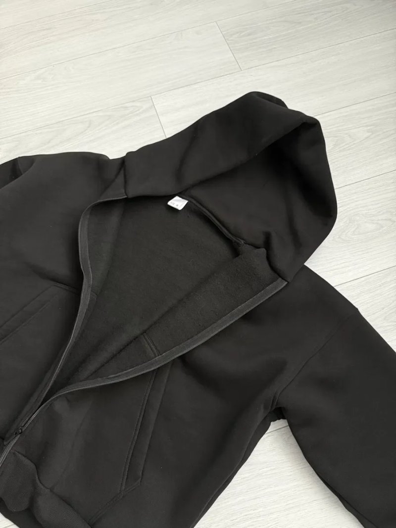 Оверсайз зіп худі чорне базове boxy fit oversize  нове тепле baggy zip hoodie кофта на замку зіпка зип худи черные теплый бегги зип худи флис S M L XL — фото 8