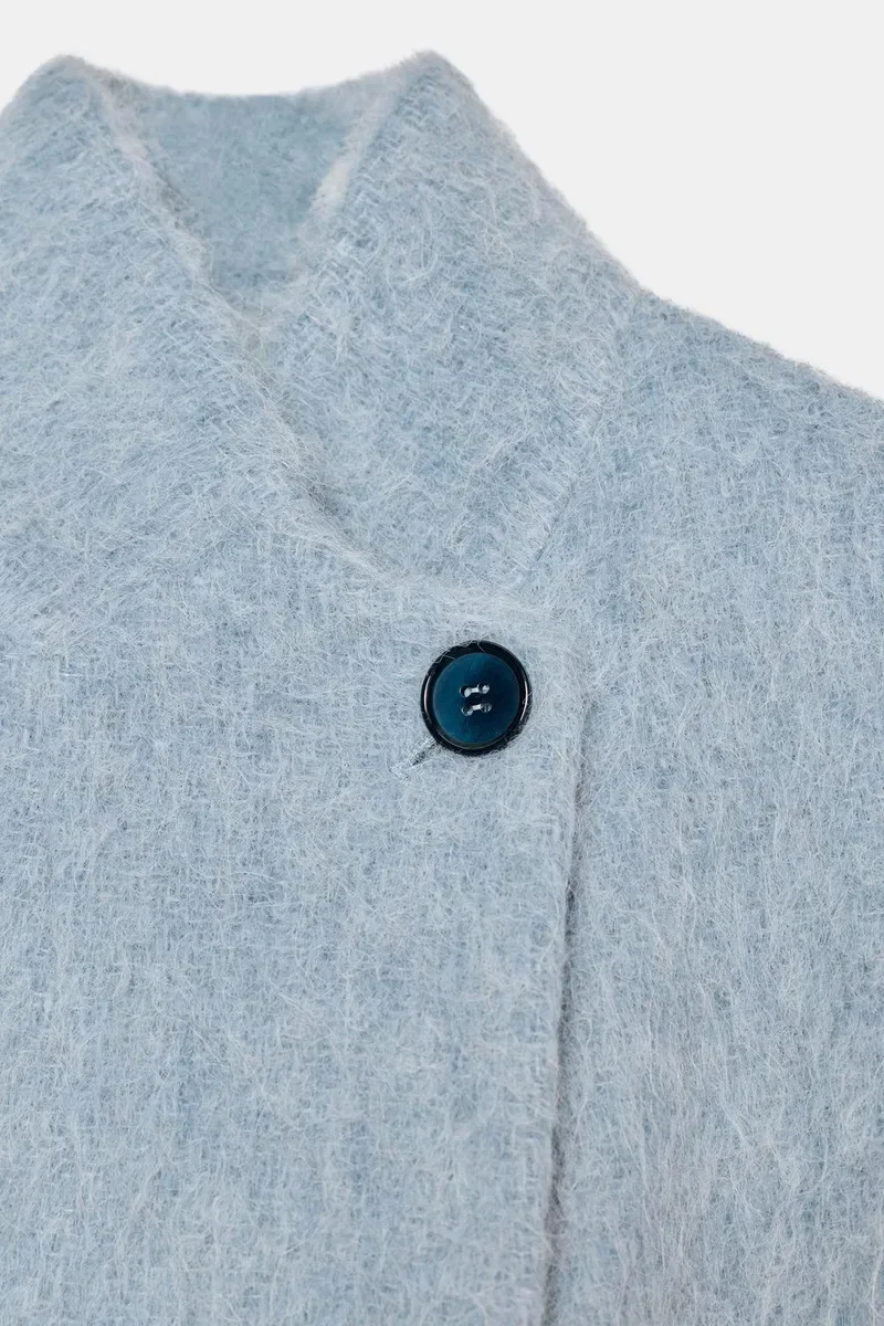 Пальто ZARA з італійською вовною блакитного кольору — фото 6