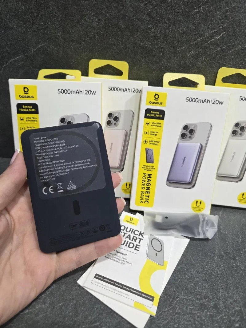 Павербанк  Baseus PicoGo AM41 Ultra-Slim Magnetic Power Bank 5000mAh, магнітний павербанк, ультра тонкий та компактний — фото 4