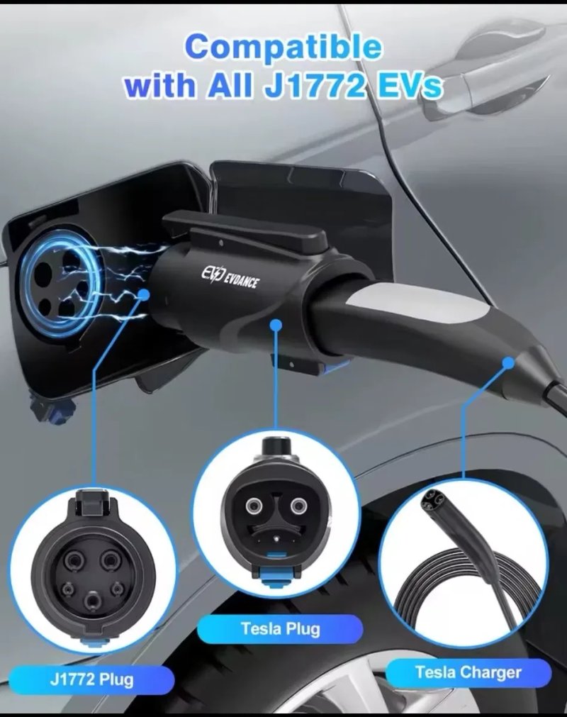 Перехідник Tesla - Type 1 J1772 80A 20kW Adapter з блокуванням EV адаптер для зарядки Tesla USA надійний корпус — фото 3