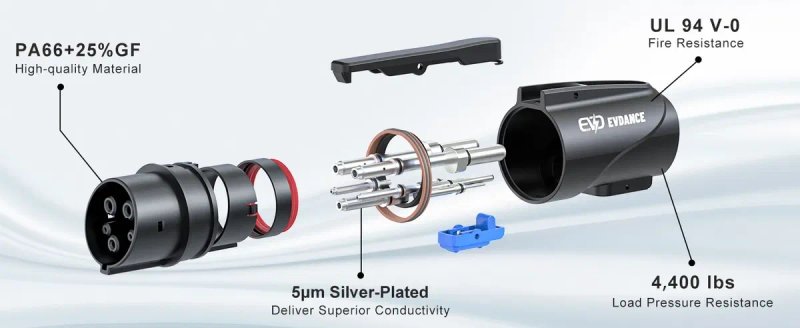 Перехідник Tesla - Type 1 J1772 80A 20kW Adapter з блокуванням EV адаптер для зарядки Tesla USA надійний корпус — фото 6