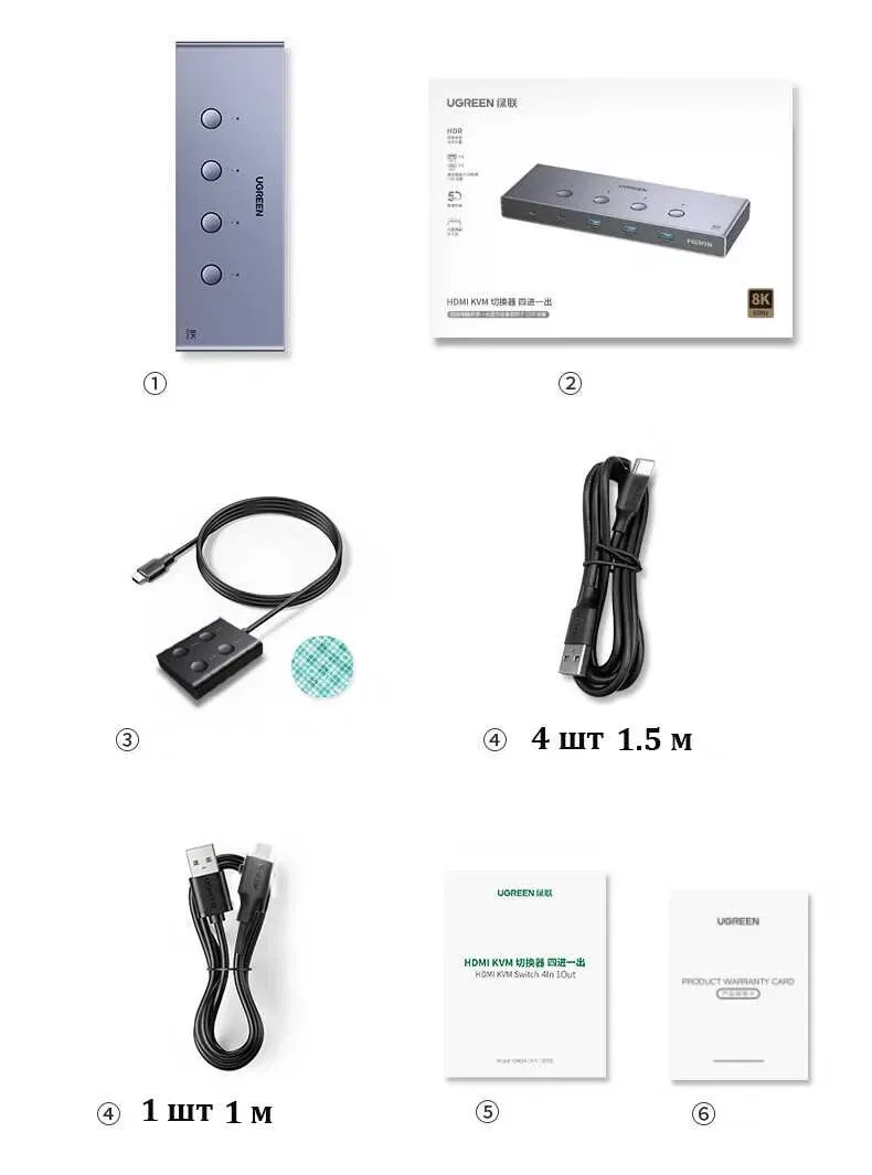 Переключатель на 4 компьютера HDMI 2.1 Ugreen 8k 60hz 4k 120hz KVM — фото 8