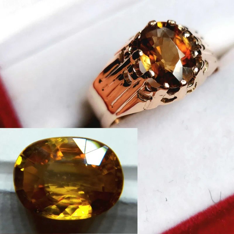 Перстень кольцо циркон  империал золотисто коричневый янтарный сертификат золото 585 — фото 7