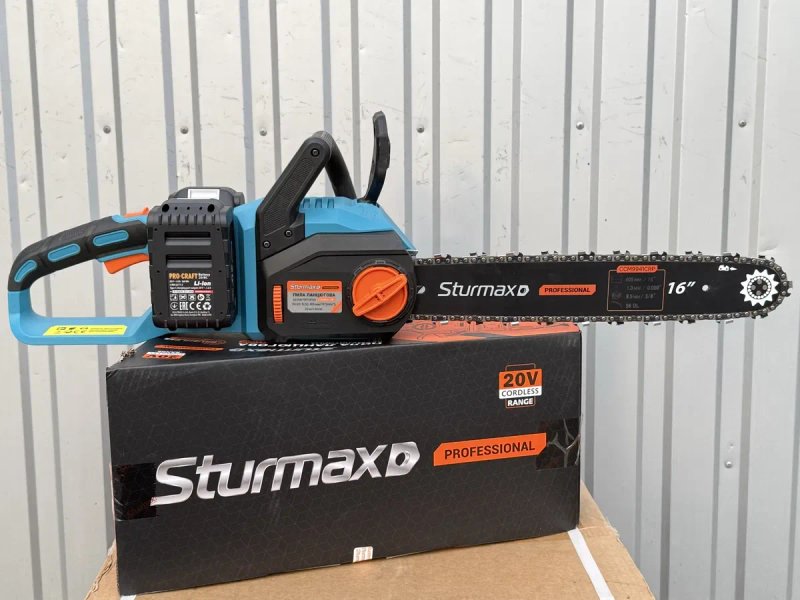 Пила акумуляторна Sturmax CCM9941CRP + два акумулятори PROCRAFT 8А/г з  type-c + зарядний 20/2 /швидкість 22 м/с /шина 40см/ Гарантія 3 роки — фото 7
