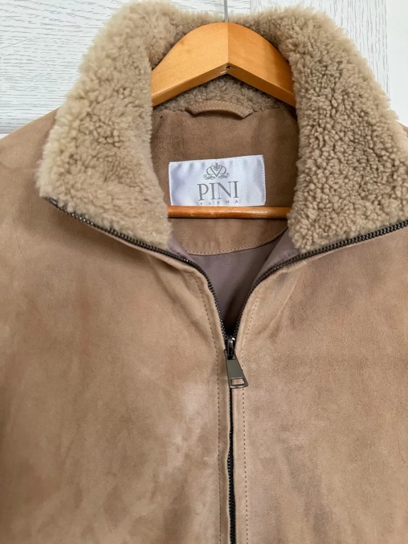 Pini Parma XL 54 чоловіча коричнева бежева куртка бомбер замша утеплена — фото 3