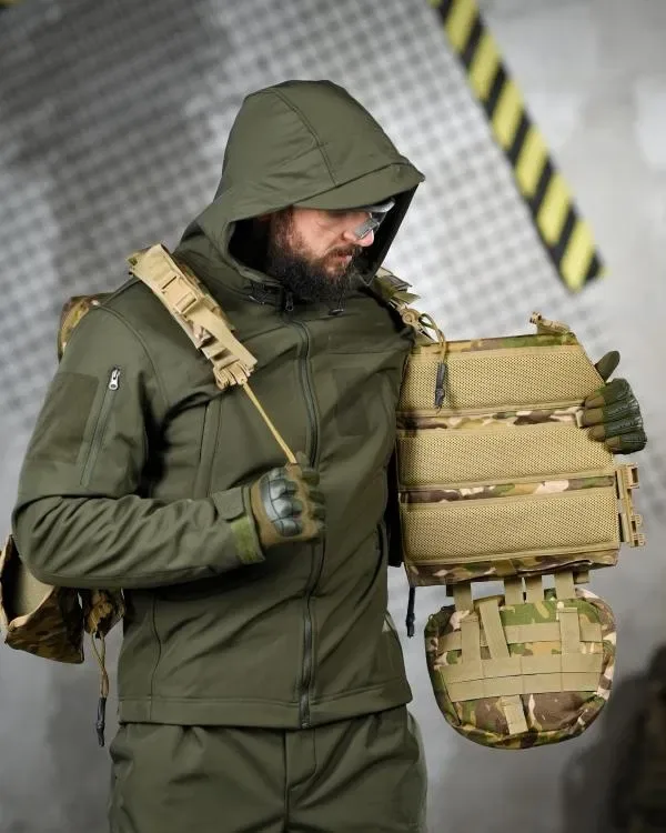 Плітоноска 4 точки скидання Single sword мультикам CORDURA 1000D з рюкзаком бронежилет Plate Carrier Molle з напашником 7 підсумків — фото 4