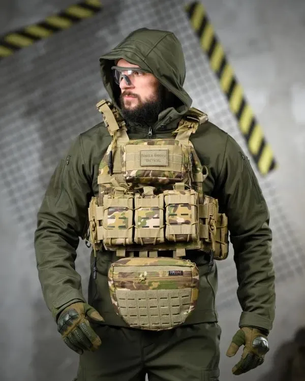 Плітоноска 4 точки скидання Single sword мультикам CORDURA 1000D з рюкзаком бронежилет Plate Carrier Molle з напашником 7 підсумків — фото 5