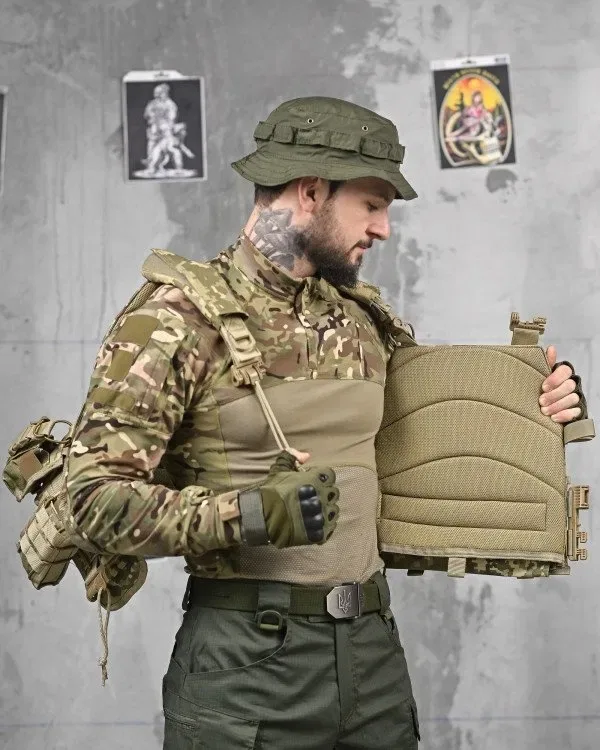 Плитоноска Attack піксель, Multicam Cordura 1000D швидкоскид 4т Molle під плити 25x30 ЗСУ — фото 3