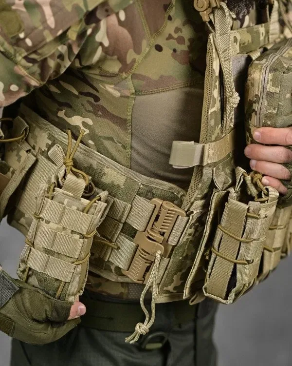 Плитоноска Attack піксель, Multicam Cordura 1000D швидкоскид 4т Molle під плити 25x30 ЗСУ — фото 5