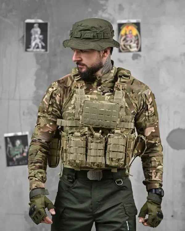 Плитоноска Attack піксель, Multicam Cordura 1000D швидкоскид 4т Molle під плити 25x30 ЗСУ — фото 6