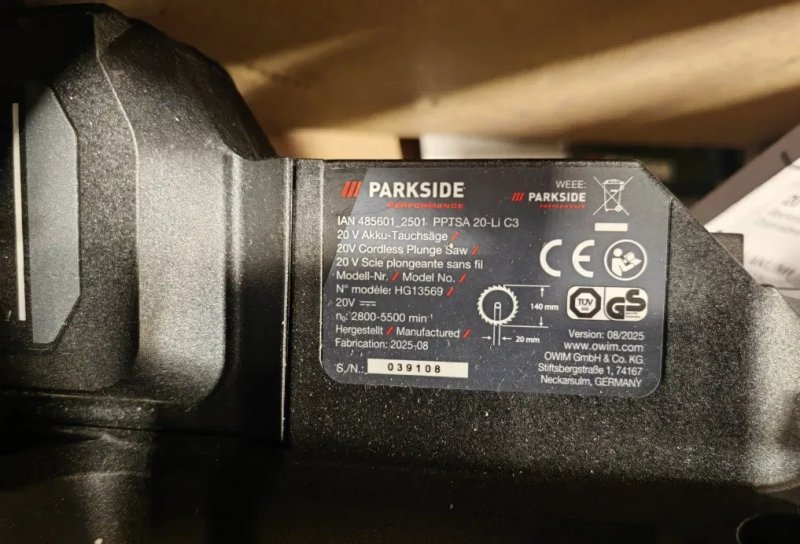 Погружна пила Parkside Performance PPTSA 20  C3/акумуляторна торговка — фото 3