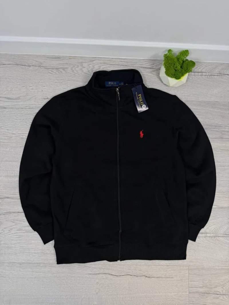 Polo Ralph Lauren чоловіча кофта на блискавці, zip кофта, чорна/сіра | Поло ральф лаурен зіп кофта | Зіпка Поло Ральф | Чорний/сірий — фото 2