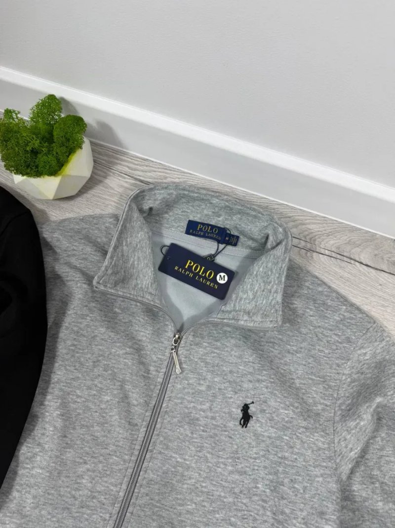 Polo Ralph Lauren чоловіча кофта на блискавці, zip кофта, чорна/сіра | Поло ральф лаурен зіп кофта | Зіпка Поло Ральф | Чорний/сірий — фото 4