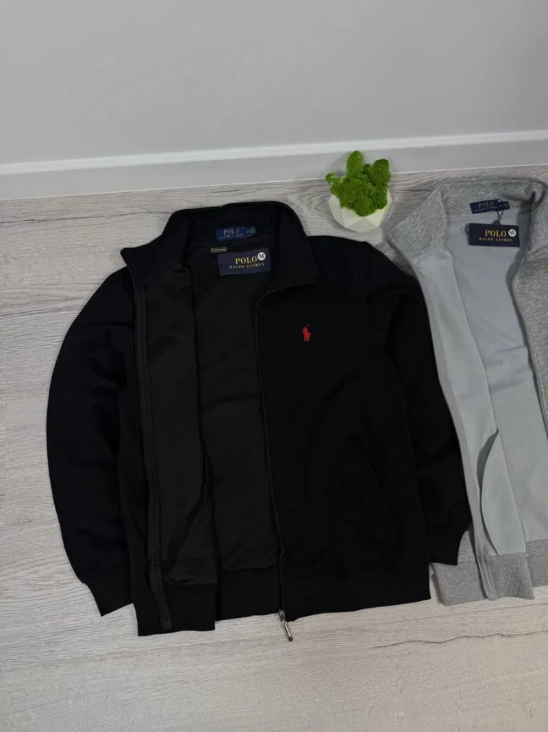 Polo Ralph Lauren чоловіча кофта на блискавці, zip кофта, чорна/сіра | Поло ральф лаурен зіп кофта | Зіпка Поло Ральф | Чорний/сірий — фото 6
