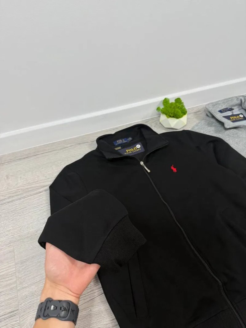 Polo Ralph Lauren чоловіча кофта на блискавці, zip кофта, чорна/сіра | Поло ральф лаурен зіп кофта | Зіпка Поло Ральф | Чорний/сірий — фото 7