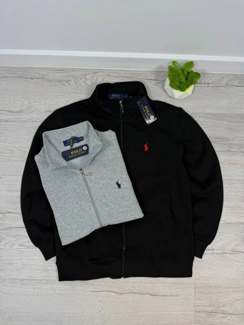 Polo Ralph Lauren чоловіча кофта на блискавці, zip кофта, чорна/сіра | Поло ральф лаурен зіп кофта | Зіпка Поло Ральф | Чорний/сірий — фото 8