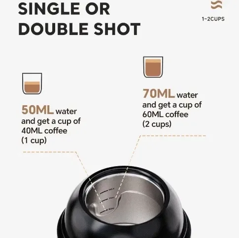 ‼️Портативна кавоварка iCafilas Travel Espresso Maker ME2218 Чорна для меленої кави та капсул Nespresso‼️ — фото 5