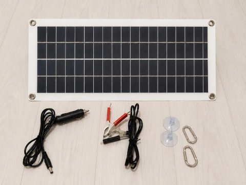 Портативна сонячна панель 12V 20W USB 5V 3A для зарядки акумулятора та телефону