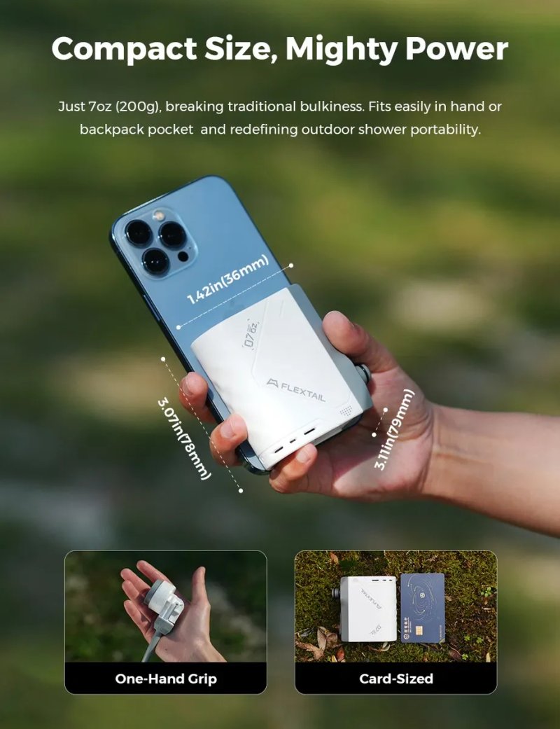 ‼️Портативний мобільний душ FLEXTAIL TINY SHOWER з насосом на акумуляторі 2500 mAh ‼️ — фото 5