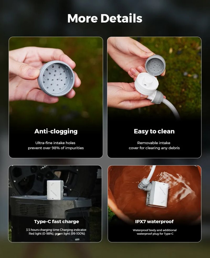 ‼️Портативний мобільний душ FLEXTAIL TINY SHOWER з насосом на акумуляторі 2500 mAh ‼️ — фото 7