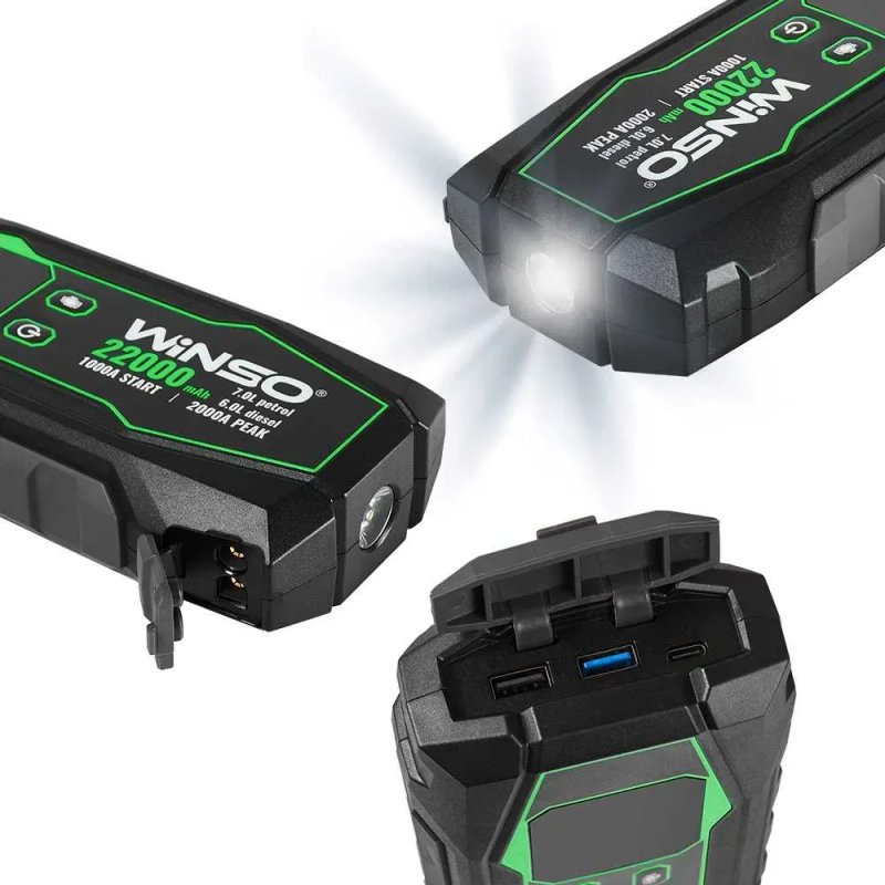 Портативний пусковий пристрій Winso Бустер 1000A/2000A Winso 22000mAh. — фото 4