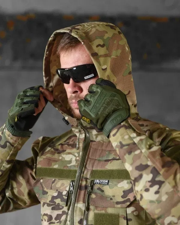 Посилений зі вставками кордури тактичний костюм REVOLUT мультикам для чоловіків / посилена військова форма куртка штани / весна - осінь тактична форма — фото 5