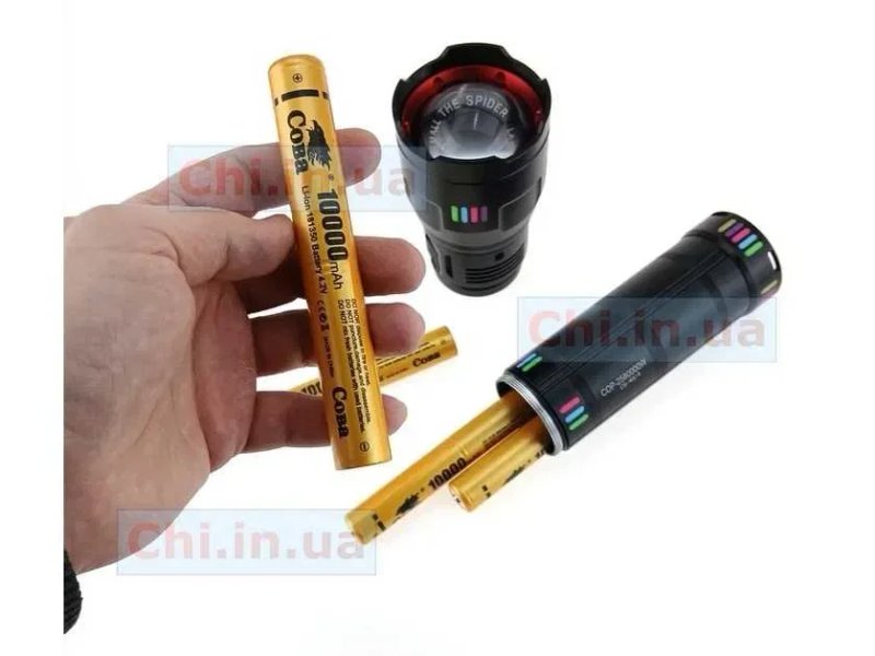 Потужний далекобійний ліхтар COBA CB-W518 PM60-TG 5000 лм 1 режим G02 3 км Power Bank фонарь мощный — фото 2
