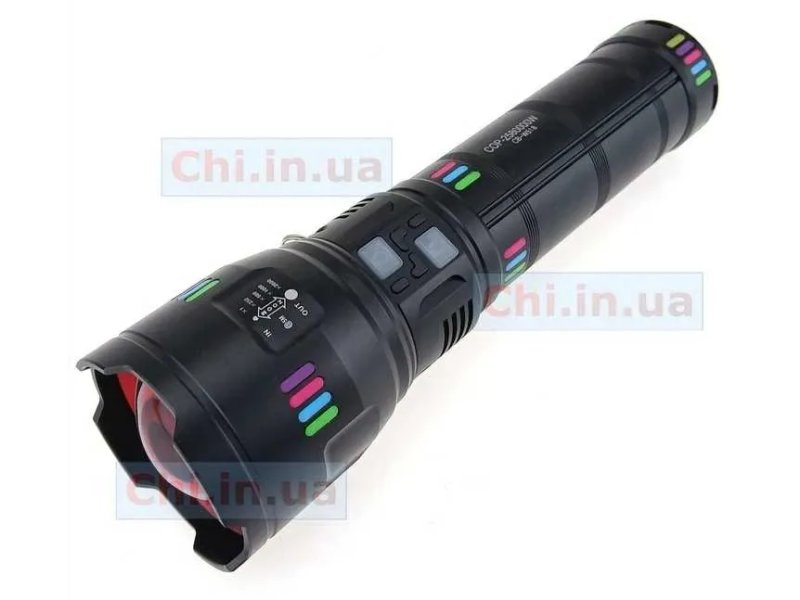 Потужний далекобійний ліхтар COBA CB-W518 PM60-TG 5000 лм 1 режим G02 3 км Power Bank фонарь мощный — фото 3