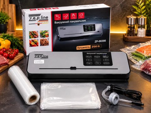 Потужний Вакууматор200W Вакуумний пакувальник Zepline Запащик для сухих та вологих продуктів