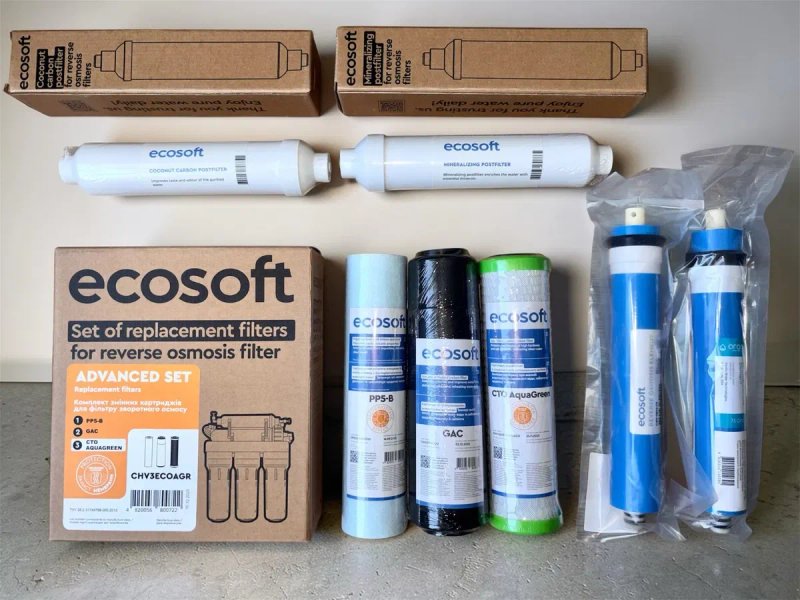 Повний ПОКРАЩЕНИЙ комплект з 6-ти картриджів Ecosoft до зворотного осмосу — фото 2