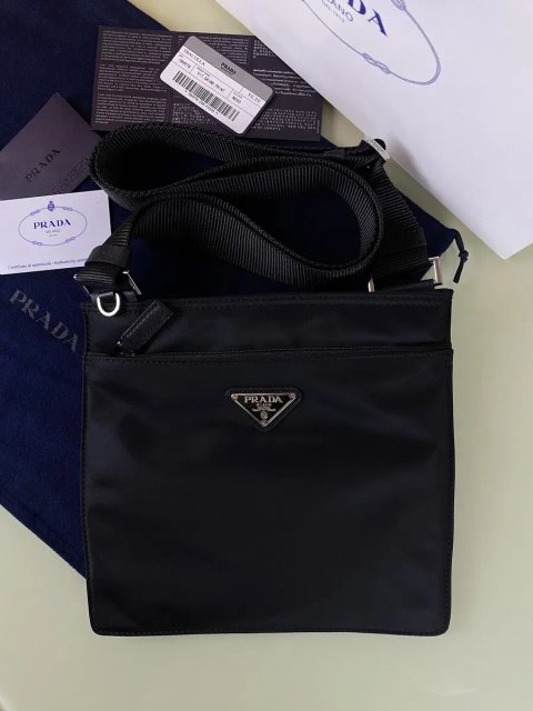 Prada Lampo Nylon Shoulder Bag Nero