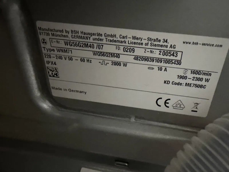 Пральна машина Siemens IQ500 10кг WG56G2M40 з Німеччини — фото 8