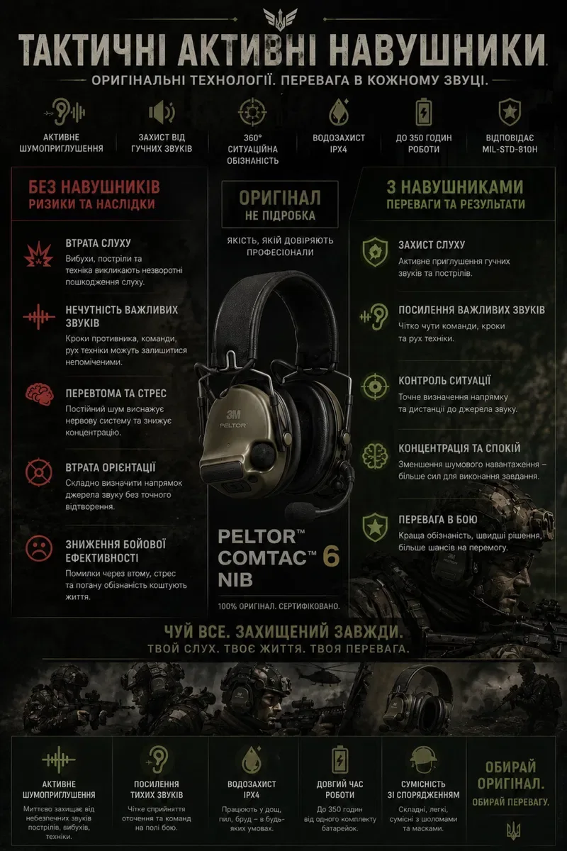 Нові активні навушники 3m Peltor ComTac VI з гелевими амбушюрами та оригінальним кріпленням на шолом — фото 6