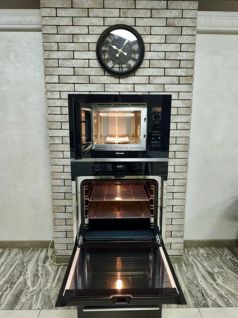 Преміальний комплект вбудованої техніки Miele Духова шафа H6267BP + Мікрохвильова піч M8160-2 Чорне скло Антрацит — фото 4