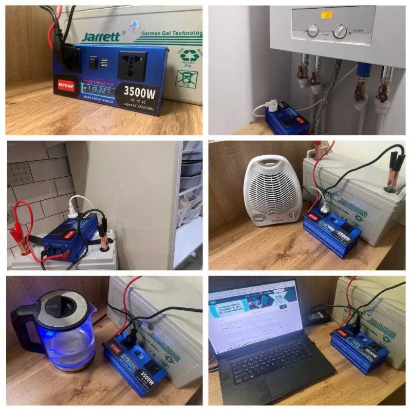 ℹ️ Преобразователь тока 12v 3500w с монитором + 2 розетки. Инвертор — фото 2