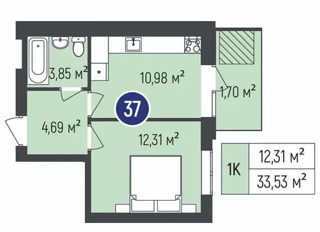 Продається однокімнатна квартира  ЖК Бургундія 3 Ірпінь 33,53 м2 — фото 8