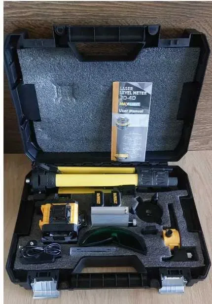Професійний лазерний рівень 4D DeWalt Green (16 ліній, зелений промінь) — 4D нівелір, 2 АКБ 5.0Ah, штатив, у кейсі арт 5698 — фото 6