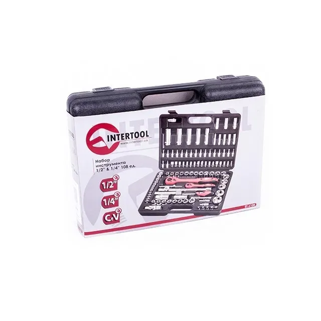 Профессиональный набор инструментов 1/2"&1/4",108ед. Intertool ET-6108 — фото 2