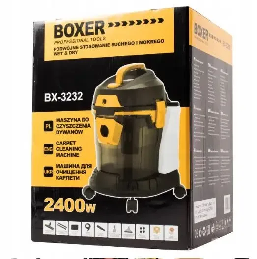 Промисловий миючий пилосос 15 л. BOXER BX-3232 2400 Вт. для вологого та сухого прибирання моющий пылесос — фото 2