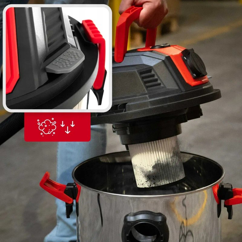Промисловий пилосос Lehmann 30л. 3500W. + розетка. Будівельний пилосос. Вологе і сухе прибирання. — фото 4