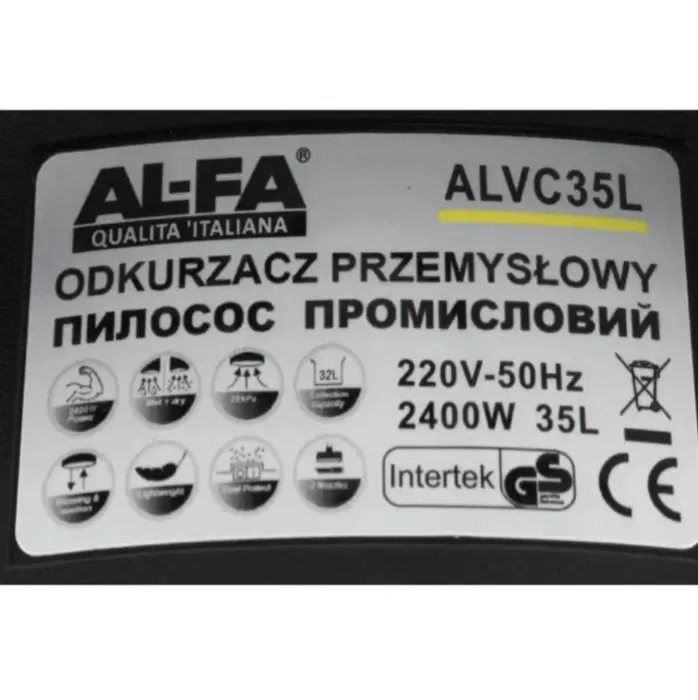 Промышленный пылесос строительный AL-FA ALVC35L 2400W Poland — фото 7