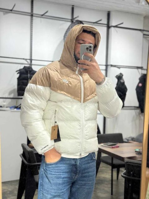 Пуховик Nike Storm-Fit бежевий зимова куртка Найк шторм фит S M L XL