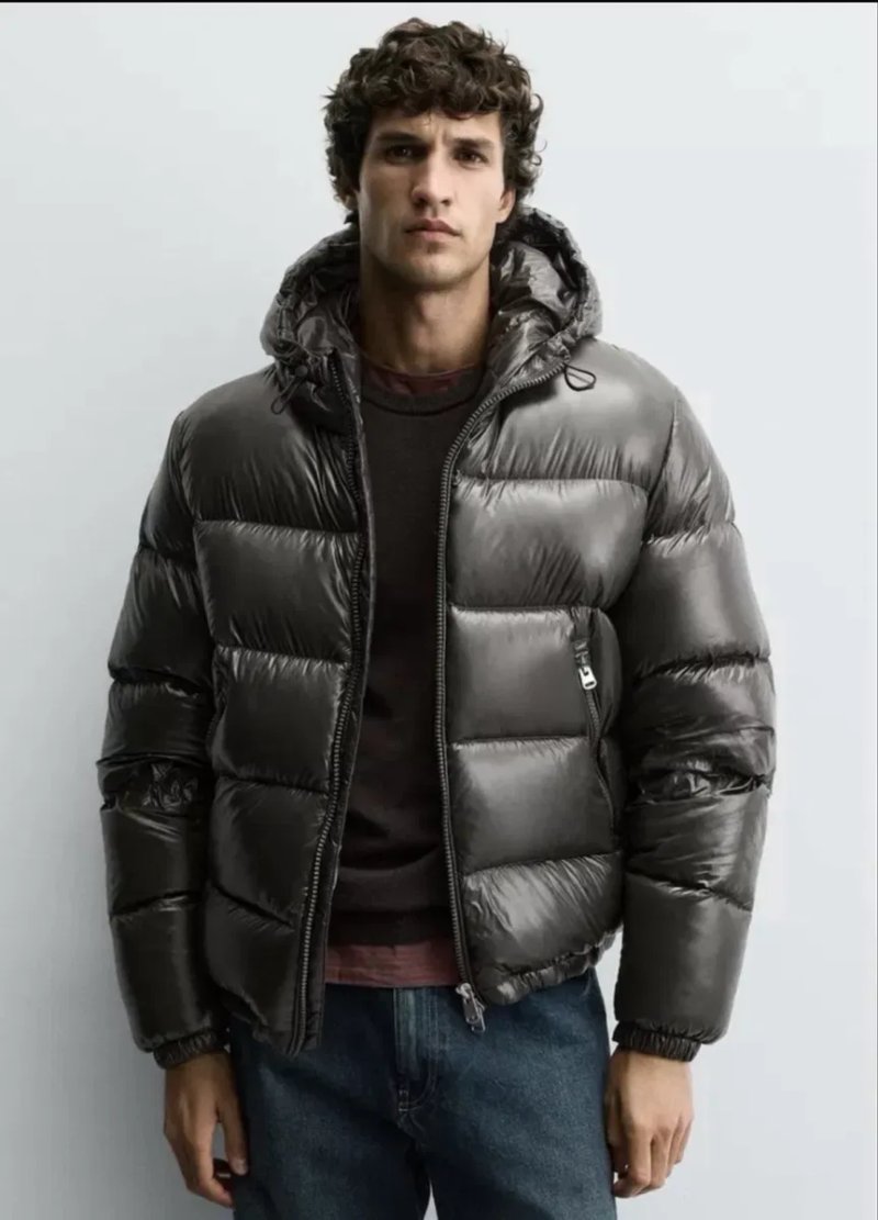 Пуховик zara puffer black jacket пухан куртка — фото 5