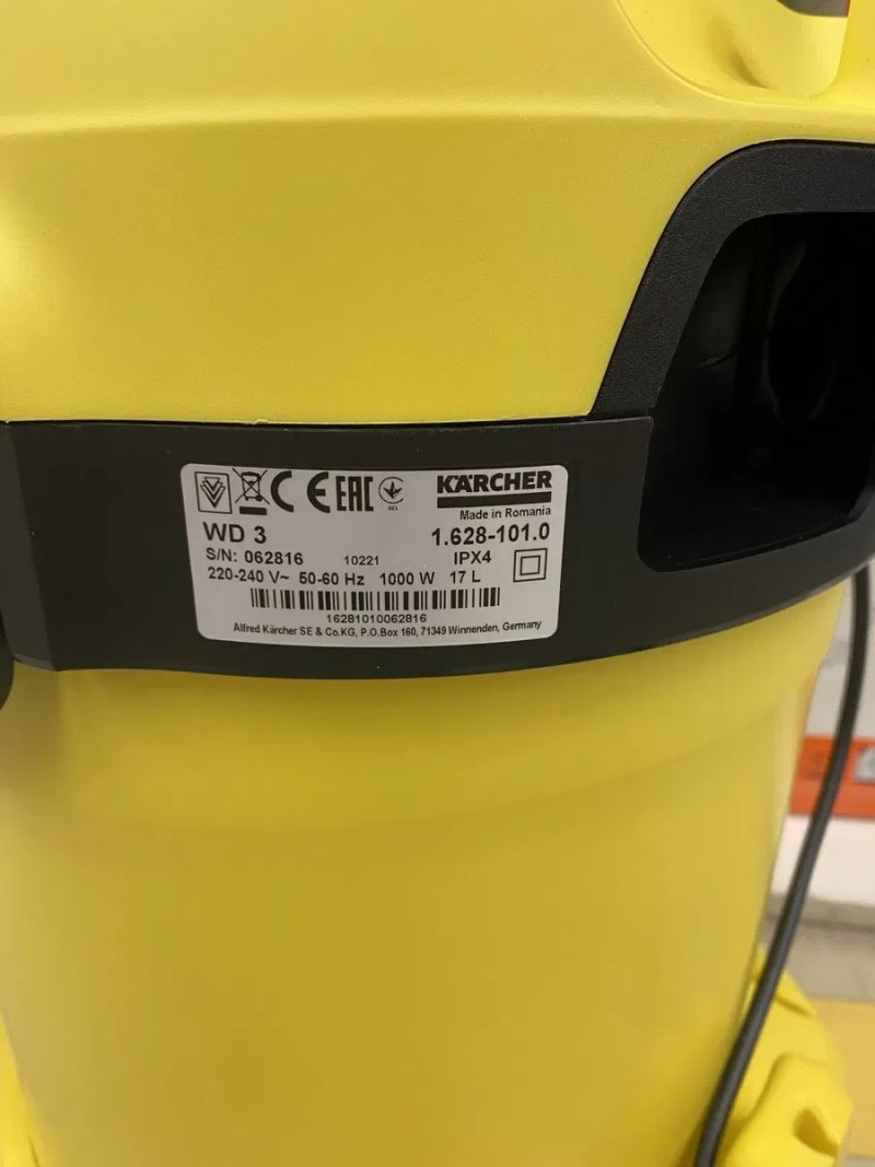 Пылесос Karcher WD 3 V-17/4/20 (1.628-101.0) Нова модель — фото 5