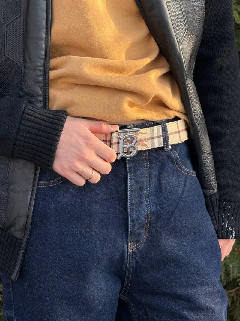 Ремінь Burberry чорний шкіряний чоловічий пасок Ремень Барбери бежевый | Ремінь чоловічий Барбери 105 см чорний бежевий пасок Burberry 110 см білий — фото 7