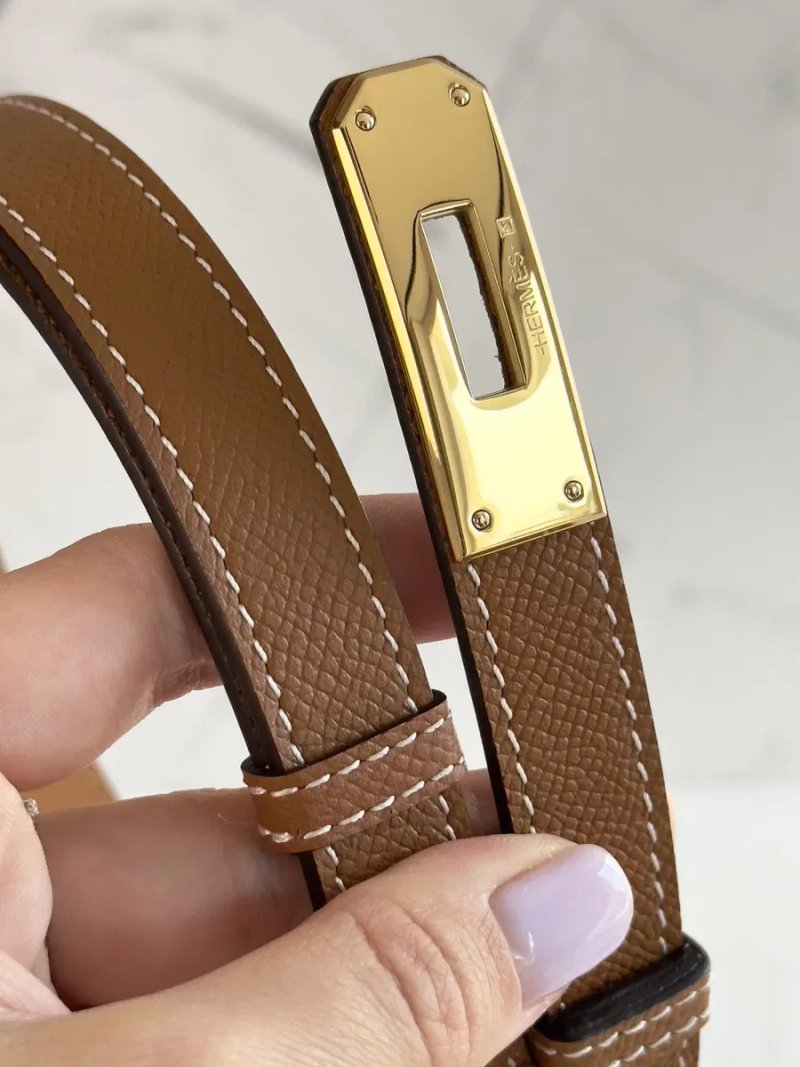 Ремінь Hermes Kelly натуральна шкіра, Belt epsom, пояс ермес келлі, ремень эрмес келли натуральная кожа gold коричневий — фото 2