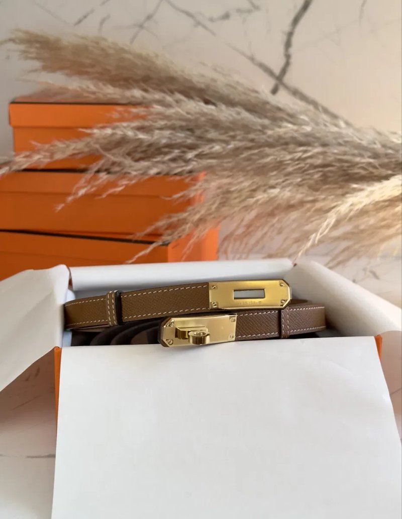 Ремінь Hermes Kelly натуральна шкіра, Belt epsom, пояс ермес келлі, ремень эрмес келли натуральная кожа gold коричневий — фото 3