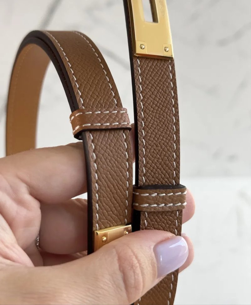 Ремінь Hermes Kelly натуральна шкіра, Belt epsom, пояс ермес келлі, ремень эрмес келли натуральная кожа gold коричневий — фото 4
